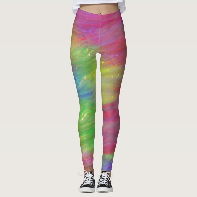 Abstrakt Rainbow Leggings (Framsida)