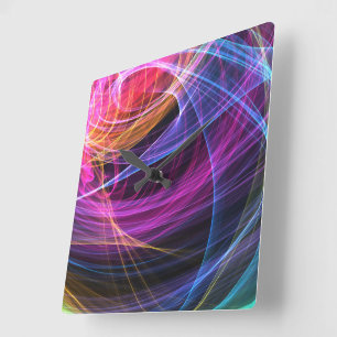 Abstrakt Rainbow ljus vortex ljus Fyrkantig Klocka