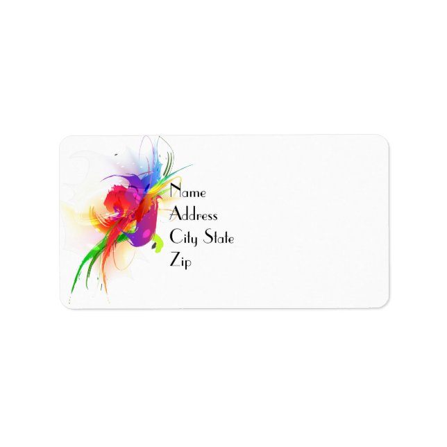 Abstrakt Rainbow Lorikeet Paint Splatters Adressetikett (Framsidan)