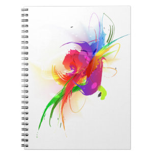 Abstrakt Rainbow Lorikeet Paint Splatters Anteckningsbok Med Spiral
