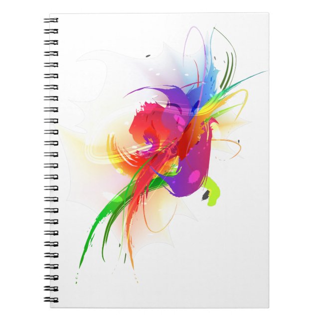 Abstrakt Rainbow Lorikeet Paint Splatters Anteckningsbok Med Spiral (Framsidan)