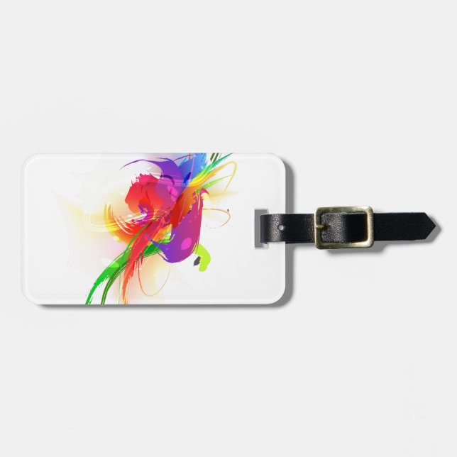 Abstrakt Rainbow Lorikeet Paint Splatters Bagagebricka (Horisontell Framsida)