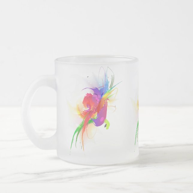 Abstrakt Rainbow Lorikeet Paint Splatters Frostad Glasmugg (Vänster)