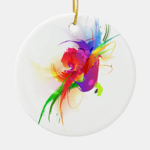 Abstrakt Rainbow Lorikeet Paint Splatters Julgransprydnad Keramik