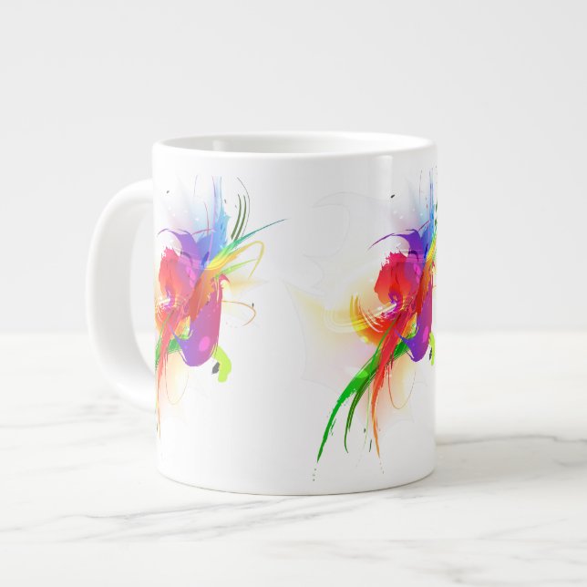Abstrakt Rainbow Lorikeet Paint Splatters Jumbo Mugg (Framsida vänster)