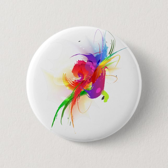 Abstrakt Rainbow Lorikeet Paint Splatters Knapp (Framsida)