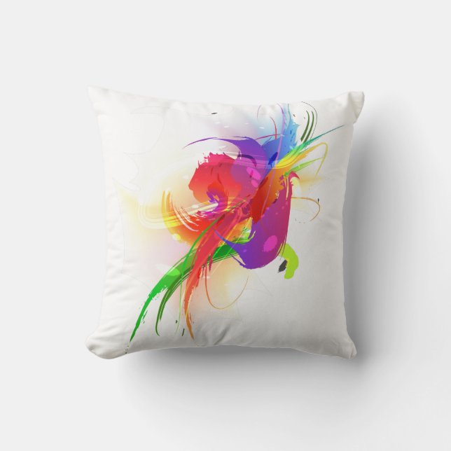 Abstrakt Rainbow Lorikeet Paint Splatters Kudde (Framsida)
