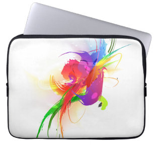 Abstrakt Rainbow Lorikeet Paint Splatters Laptop Fodral