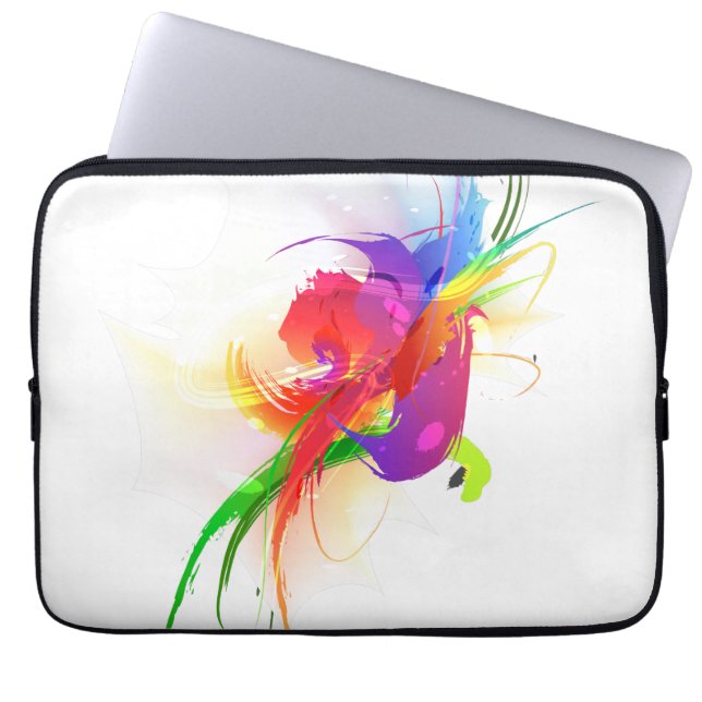 Abstrakt Rainbow Lorikeet Paint Splatters Laptop Fodral (Framsidan)