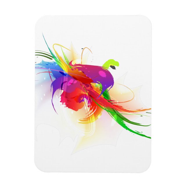 Abstrakt Rainbow Lorikeet Paint Splatters Magnet (Vertikal)