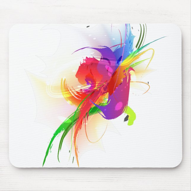 Abstrakt Rainbow Lorikeet Paint Splatters Musmatta (Framsidan)