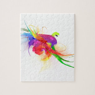 Abstrakt Rainbow Lorikeet Paint Splatters Pussel