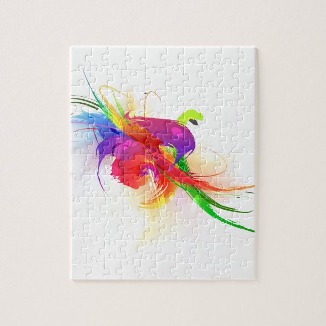 Abstrakt Rainbow Lorikeet Paint Splatters Pussel (Vertikal)