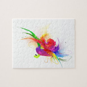 Abstrakt Rainbow Lorikeet Paint Splatters Pussel