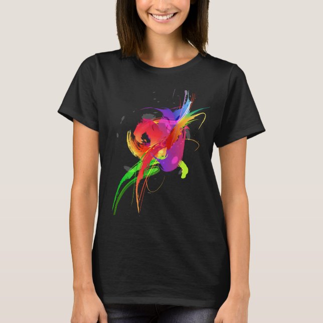 Abstrakt Rainbow Lorikeet Paint Splatters Tee (Framsida)