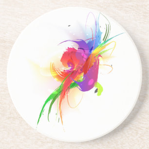 Abstrakt Rainbow Lorikeet Paint Splatters Underlägg