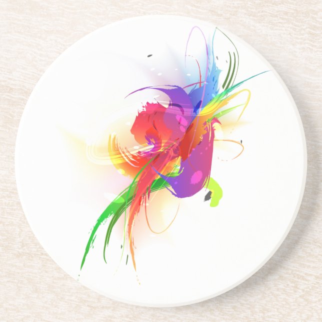 Abstrakt Rainbow Lorikeet Paint Splatters Underlägg (Framsidan)