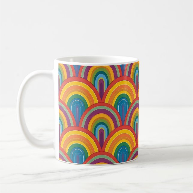Abstrakt Rainbow Mönster Kaffemugg (Vänster)