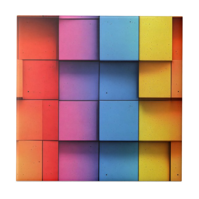 Abstrakt Rainbow Mönster Kakelplatta (Framsidan)