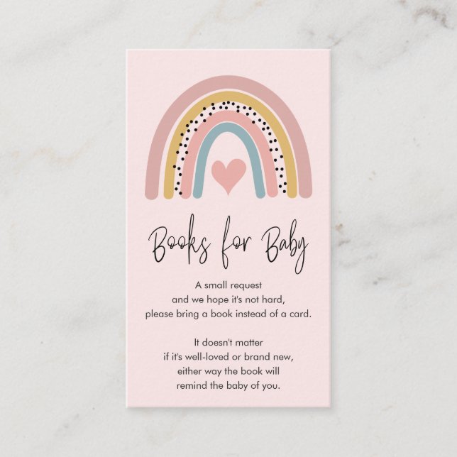 Abstrakt Rainbow Rosa Baby Shower Bokar för Baby Tilläggskort (Framsida)
