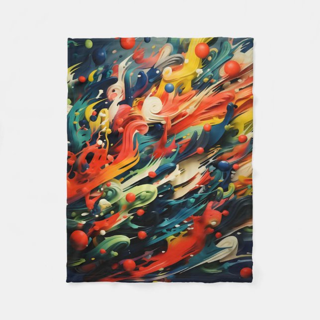 Abstrakt Rainbow Stänk Rhapsody Art Fleecefilt (Framsidan)