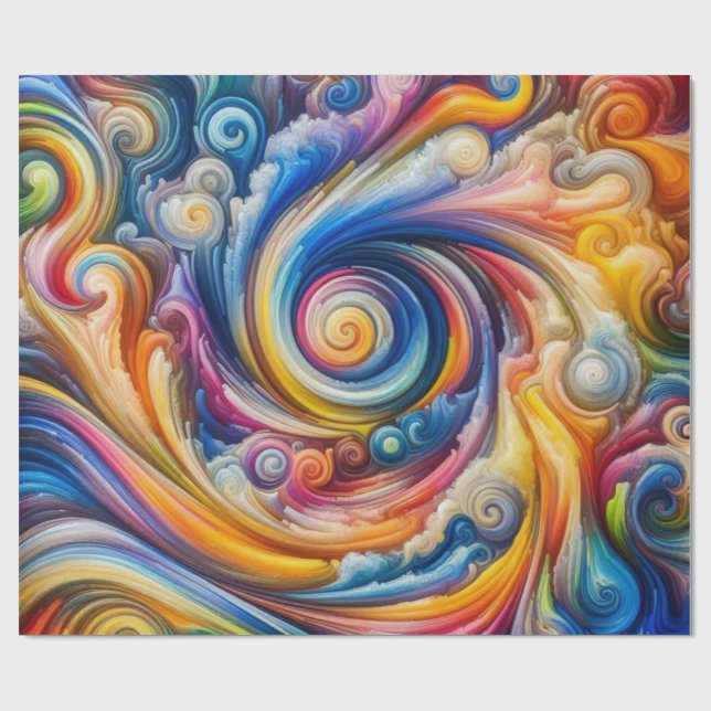 Abstrakt Rainbow Swirl Presentpapper (Platt)