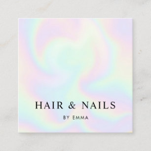 Abstrakt Rainbow Swirls Hair Stylist & Nagel Tech Fyrkantigt Visitkort