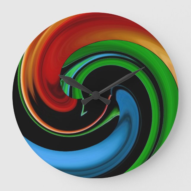 Abstrakt Rainbow Tecknad Ansikte Wall Clock Stor Klocka (Framsida)