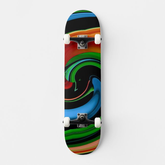 Abstrakt Rainbow Tecknad Skateboard Ansikte (Framsida)