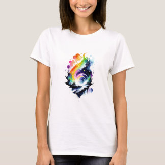 Abstrakt Rainbow Watercolor Fantasy liggande T Shirt