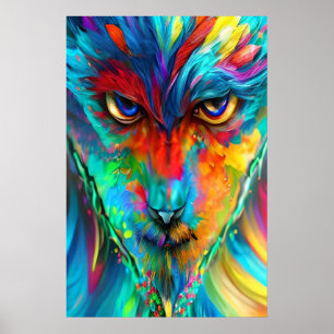 Abstrakt Rainbow Wolfman Porträtt, Hip Psychedelic Poster