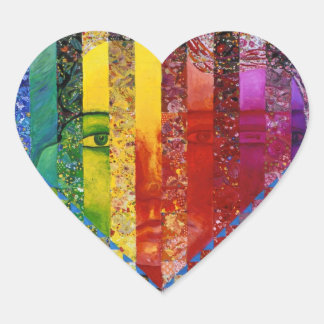 Abstrakt Rainbow Woman Goddess Hjärtformat Klistermärke