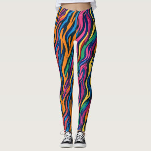 Abstrakt Rainbow Zebra mönstrad Leggings