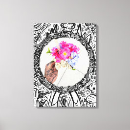 Abstrakt Ram Hand och Bouquet Canvastryck