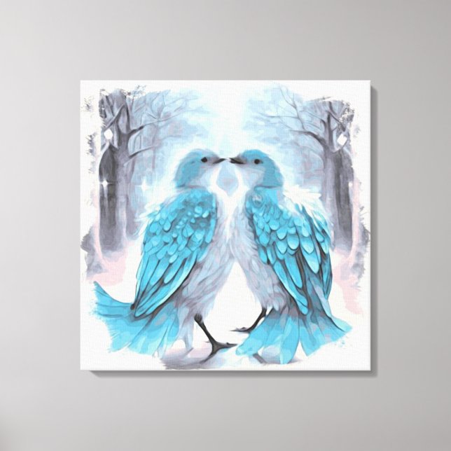 *~* Abstrakt ram Love birds AP54 Art Winter Canvastryck (Framsida)