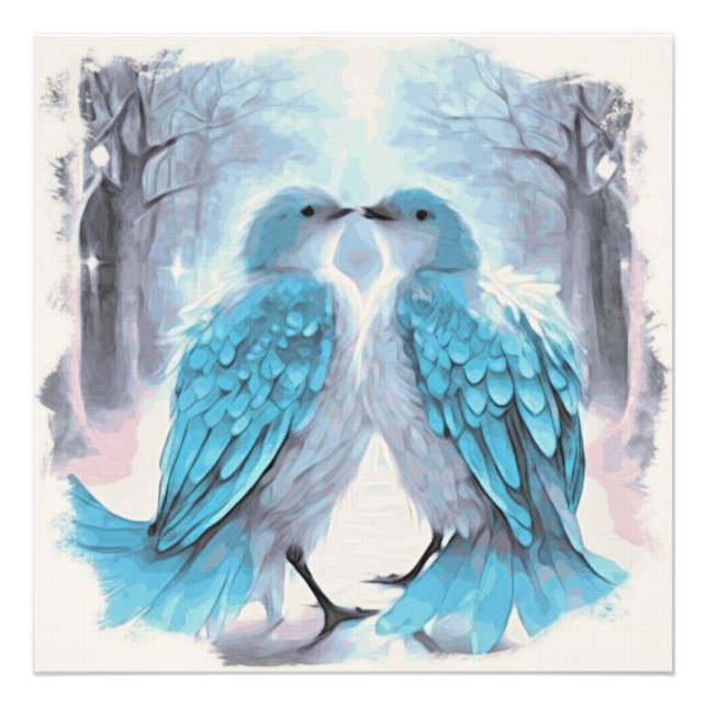 *~* Abstrakt ram Love birds AP54 Art Winter Fototryck (Framsidan)