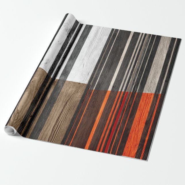Abstrakt Rand Pastel Wood Presentpapper (Utrullad)