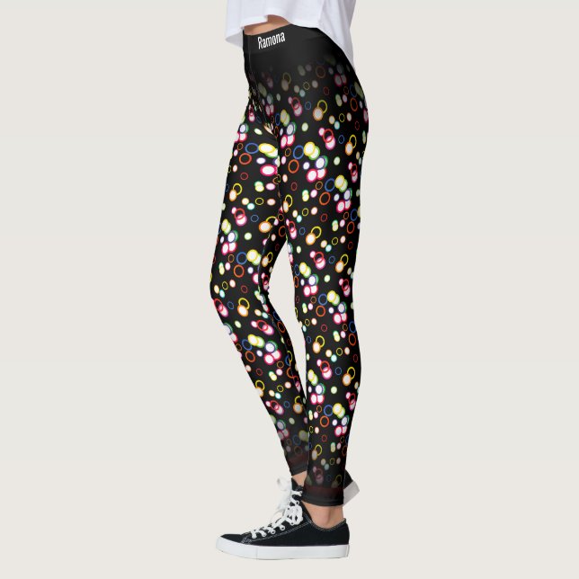 Abstrakt Random Bubbles Mönster Färg Leggings (Vänster)