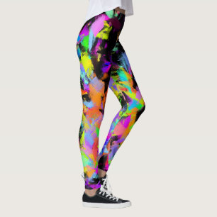 Abstrakt Random Messy Paint Färg Explosion Leggings