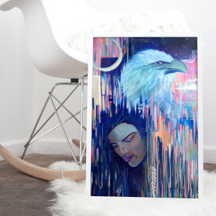 Abstrakt Realism Eagle & Woman Porträtt Painting Poster
