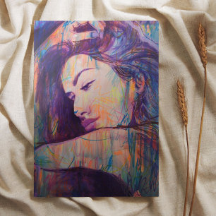 Abstrakt Realism Woman Porträtt Street Art Print Poster