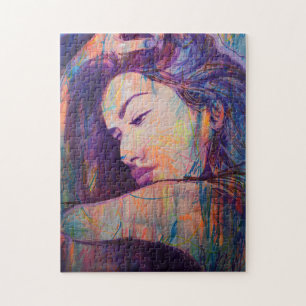 Abstrakt Realism Woman Porträtt Street Art Print Pussel