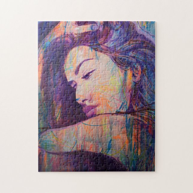 Abstrakt Realism Woman Porträtt Street Art Print Pussel (Vertikal)