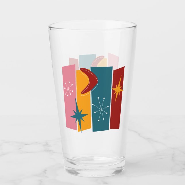 Abstrakt Rectangles Boomerang Stars Mid Century Glaskopp (Framsida)