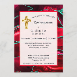 Abstrakt Red Agate Watercolor Confirmation Inbjudningar