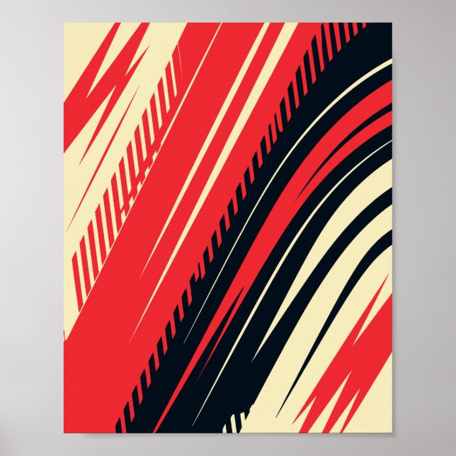 Abstrakt Red and Black Dynamic Curved Linjer Poster (Framsidan)