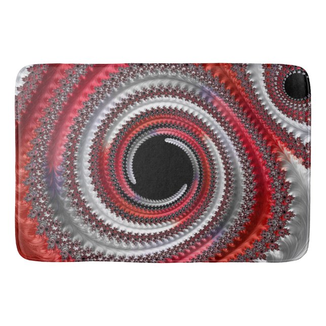 Abstrakt Red and Black Gradient Spiral Fractal Badrumsmatta (Framsidan)