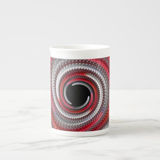Abstrakt Red and Black Gradient Spiral Fractal Benporslin Mugg (Framsidan)