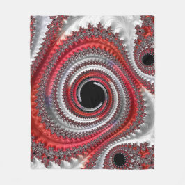 Abstrakt Red and Black Gradient Spiral Fractal Fleecefilt
