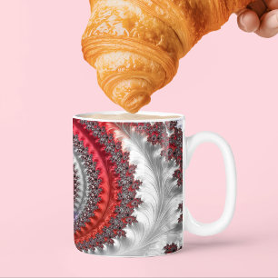Abstrakt Red and Black Gradient Spiral Fractal Kaffemugg
